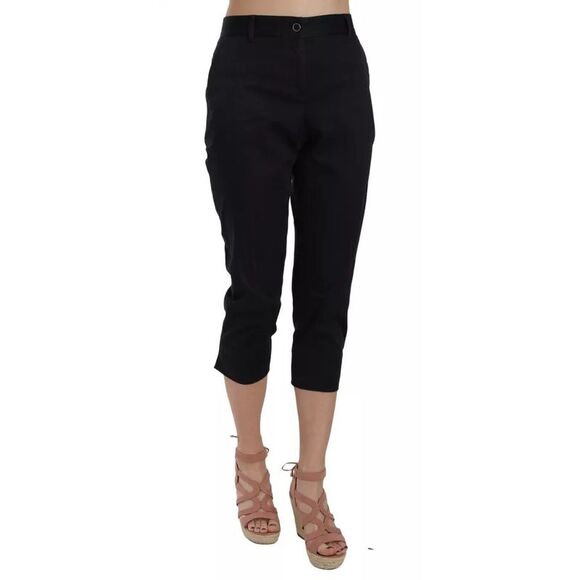Dolce & Gabbana Black Cotton Cropped Capri Women's Pants (Pre-Owned)